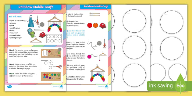 Rainbow Mobile Craft (teacher made) - Twinkl