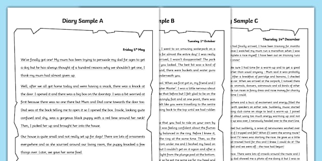 Diary Entry KS2 Writing Examples - WAGOLL Primary Resource