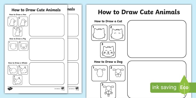 FREE! - How to Draw Cute Animals in Easy Steps - Twinkl