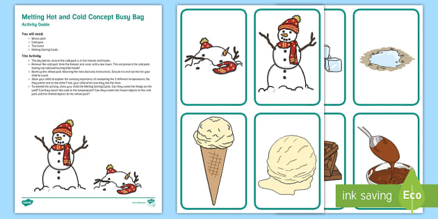 Melting Hot and Cold Concept Busy Bag Resource Pack for Parents