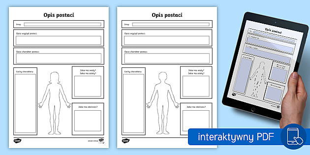 Opis Postaci Klasa 4 Karta Pracy Opis postaci | Karta pracy | Interaktywny PDF (teacher made)