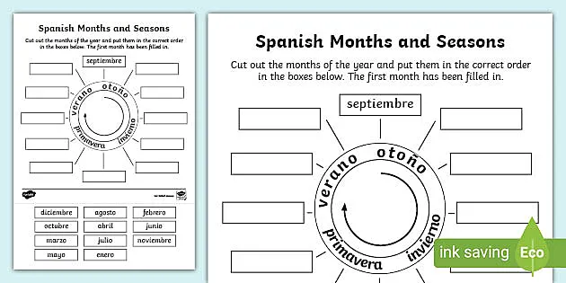 spanish months and seasons worksheet teacher made