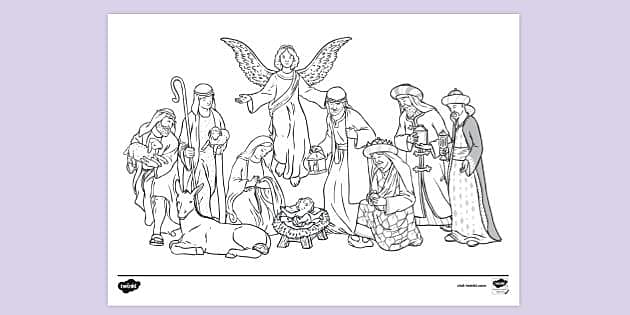 Holy Family Mary, Joseph And Jesus. Christmas Religious Nativity Scene.  Children's Drawing Stock Photo, Picture and Royalty Free Image. Image  113738350.