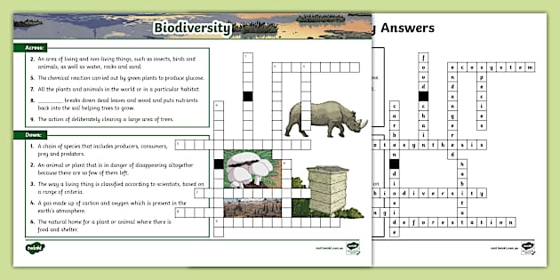 Biodiversity Crossword (teacher made) - Twinkl