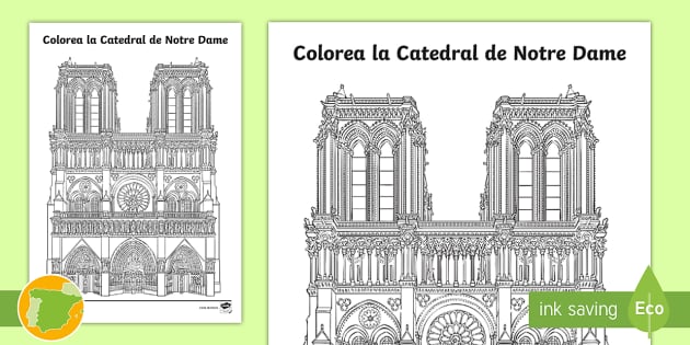 Hoja de colorear: La Catedral de Notre Dame (teacher made)