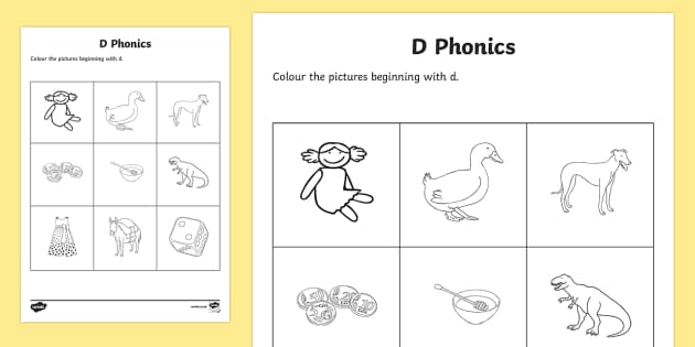 D Phonics Colouring Worksheet Worksheet Teacher Made