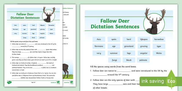 Fallow Deer Dictation Sentences (Hecho por educadores)