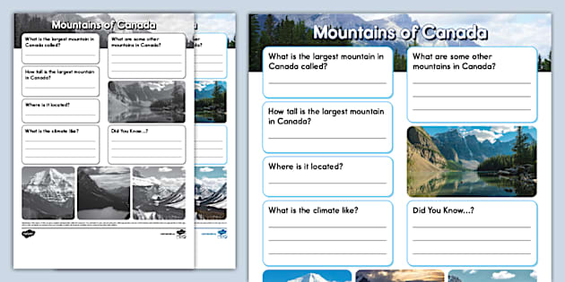 Mountains of Canada Fact File Template (teacher made)