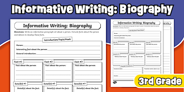 Third Grade Informative Writing: A Biography Paragraph Worksheet