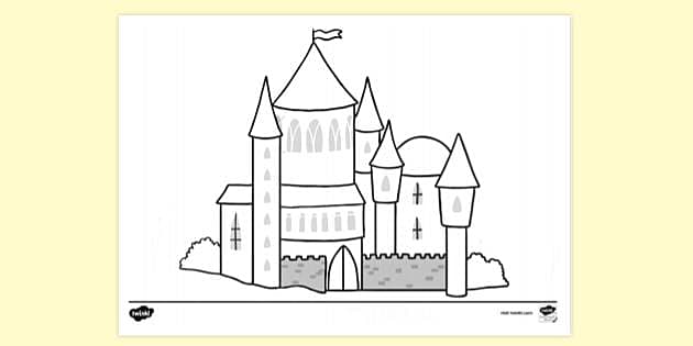 Easy How to Draw a Castle Tutorial Video & Castle Coloring Page