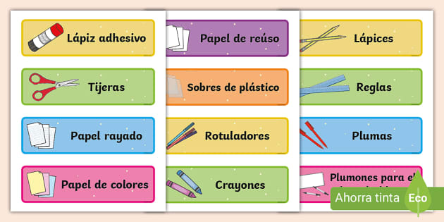 Intentar Mercurio Sociedad Etiquetas de colores para el material del aula- Guía de trabajo