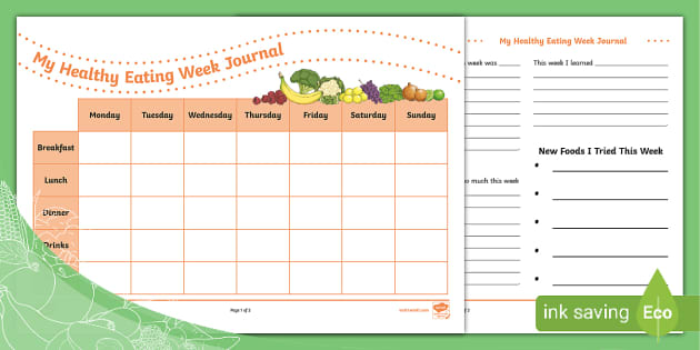 My Healthy Eating Week Journal KS2 | Twinkl Yum - Twinkl