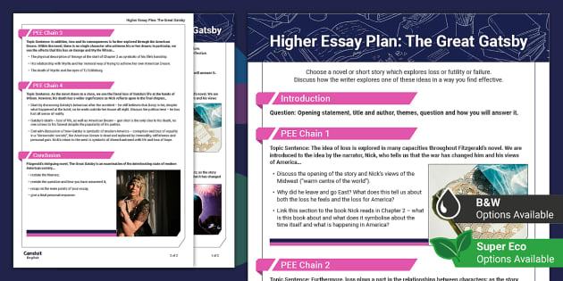 great gatsby essay plan