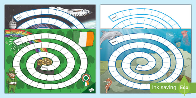 Editable Spiral Board Game Template - Multiple Themes