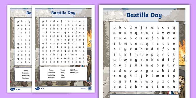 Crash Course Podcast Bastille Day Differentiated Word Search