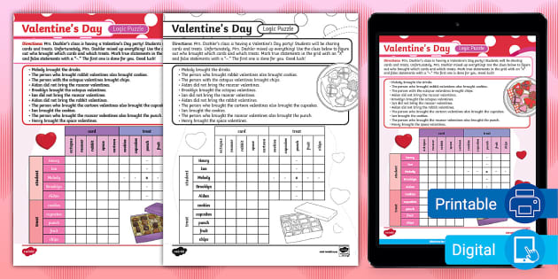 valentines day logic puzzles free