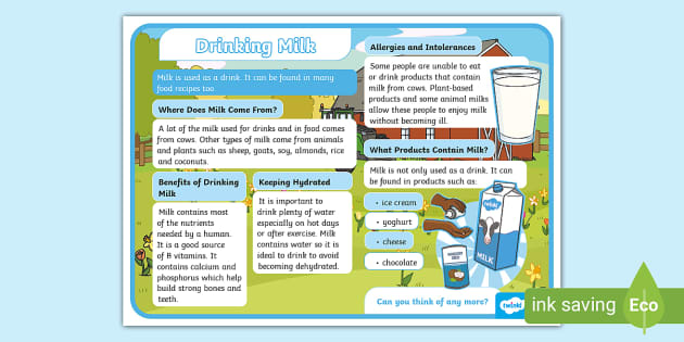 Drinking Milk Information Poster - KS1 - Science - Twinkl