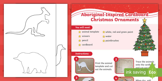 Australian Aboriginal-Inspired Cardboard Christmas Ornaments