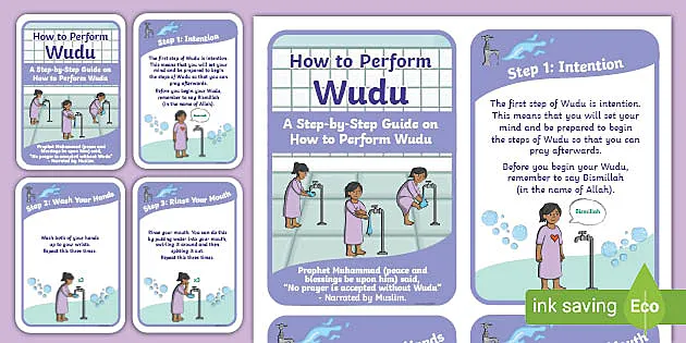 How To Perform Ablution (Wudu) Sequencing Flashcards (Girl)