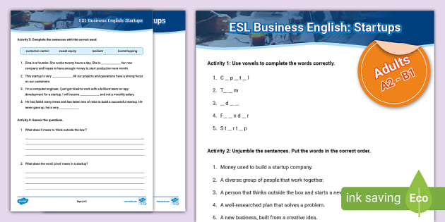 starting a business esl lesson plan