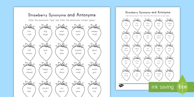 Grammar Fifth Grade Activities: Synonyms and Antonyms - Not So