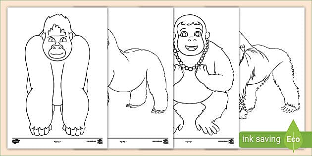 Gorilla Colouring Sheets (teacher made) - Twinkl