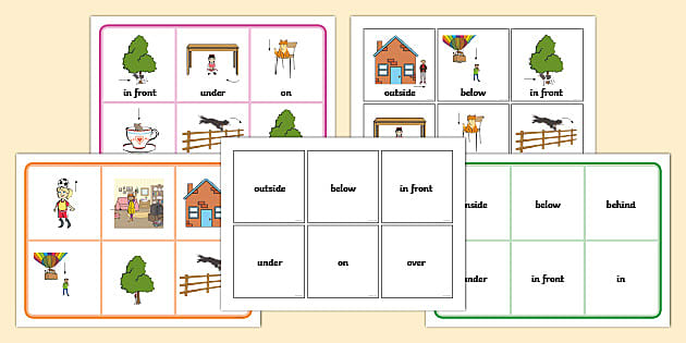 Preposition Bingo (teacher made) - Twinkl