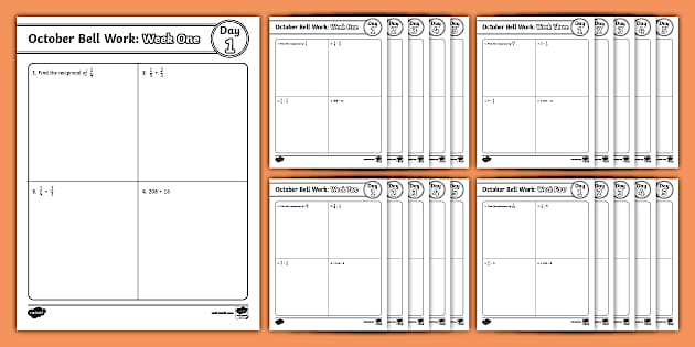 Sixth Grade Math October Bell Work Bundle (Teacher-Made)