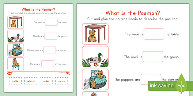 Positional Words Worksheet: In Front Of, Behind, Inside, Next To, On Top  Of, Under (Color)