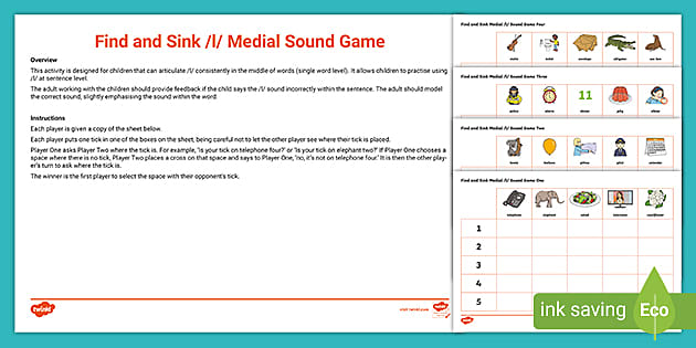 Find And Sink L Medial Sound Game Teacher Made Twinkl