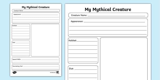 KS2 My Mythical Creature Fact File Template - Twinkl