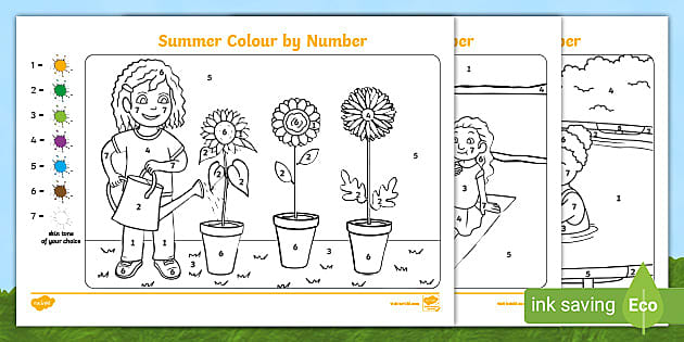Summer Color by Number  Fun Activities for Kids - Twinkl