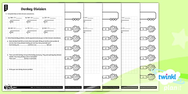PlanIt Maths Y4 Multiplication and Division Donkey Division Home Learning