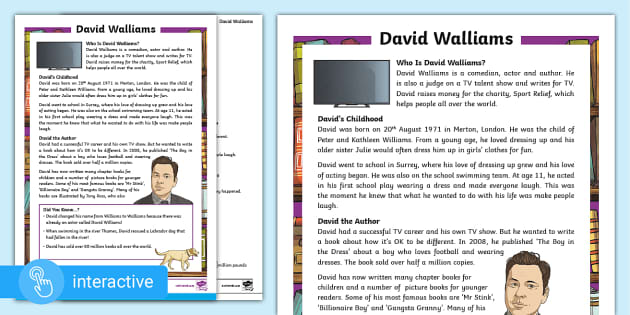 T2 E 41379 Lks2 David Walliams Differentiated Reading Comprehension Activity Ver 4 