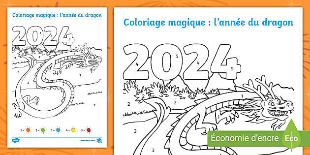 Coloriage magique dragon