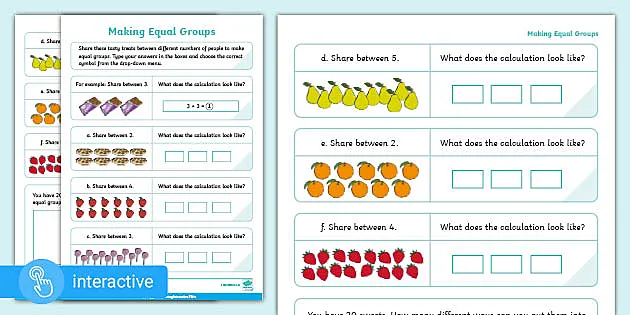 👉 Interactive Pdf Y2 Wrm Making Equal Groups