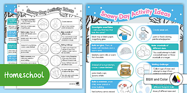 Outdoor Learning: Snowy Day Activity Ideas (teacher made)