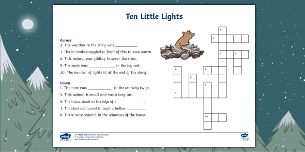 Ten Little Lights Crossword (teacher made) Twinkl