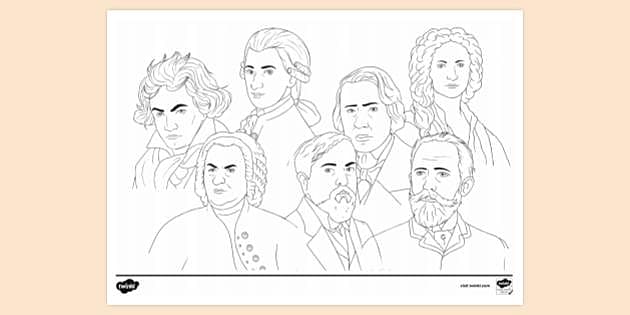 free coloring print pages on composers