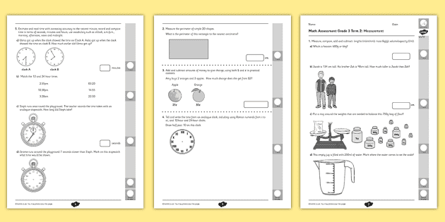 grade 3 measurement term 2 test teacher made