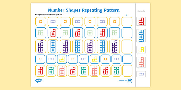 👉 Number Shapes Repeating Pattern Activity (teacher made)