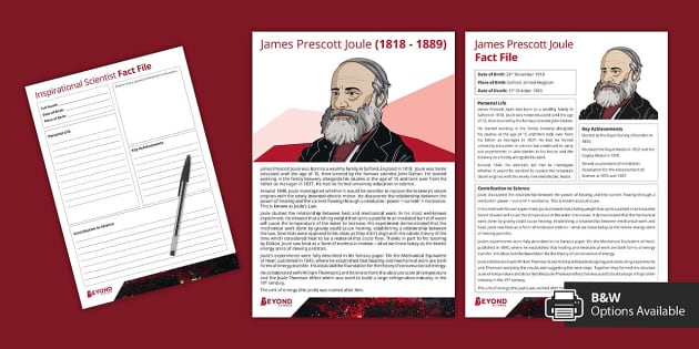 James Prescott Joule Poster and Fact File - Twinkl