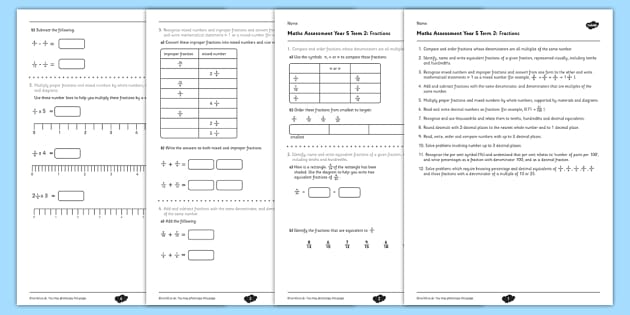 7 exam year math 5 5, Assessment: Term maths  year Year  Maths Fractions 2