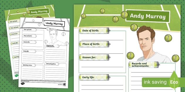 Andy Murray Fact File Template (teacher made) - Twinkl