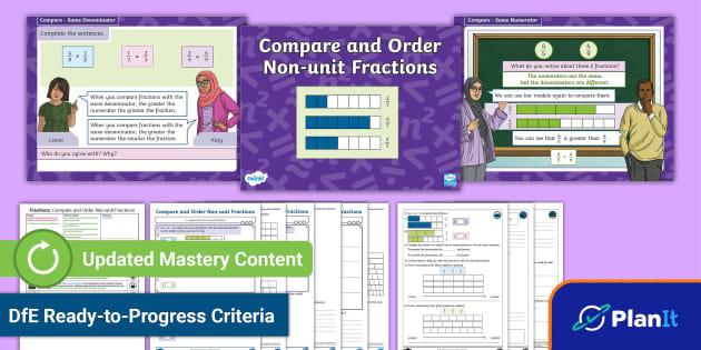 Y3 Compare and Order Non-Unit Fractions PlanIt Maths Lesson 8