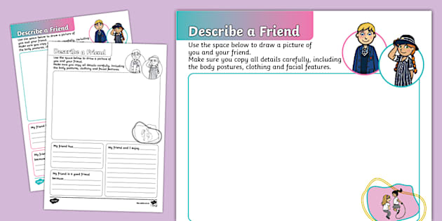 Describe a Friend Worksheet (teacher made) - Twinkl