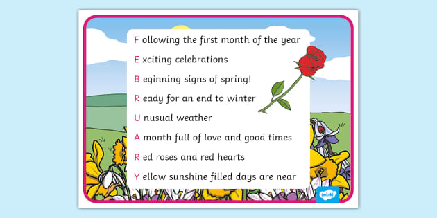 February Poem Display Poster - Acrostic Poetry - KS1