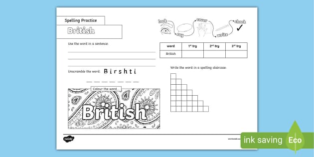 assignment british spelling