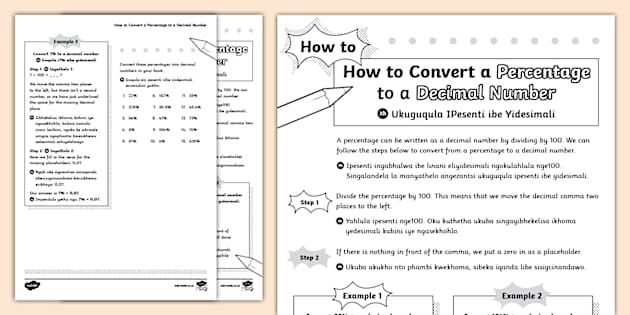 Numbers In Xhosa How To Convert a Percentage to a Decimal Number IsiXhosa