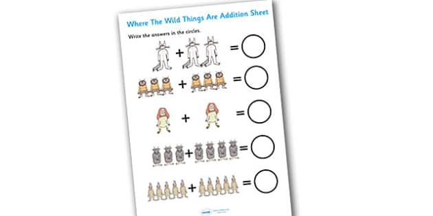 free where the wild things are worksheets for addition ks1